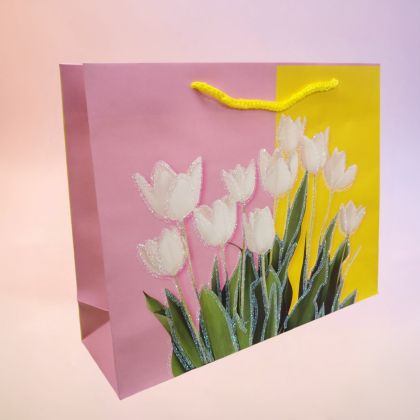 ПОДАРЪЧНА ТОРБИЧКА 14см*15см / 4 варианта / - ПРОЛЕТНИ ЦВЕТЯ