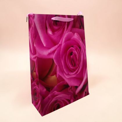 ПОДАРЪЧНА ТОРБИЧКА 45см*30см / 3 варианта / - РОЗИ В РОЗОВА ПРЕМЯНА