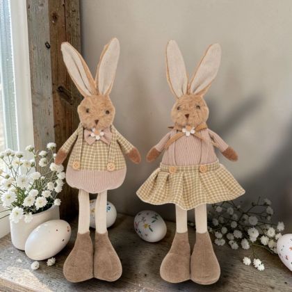 КОМПЛЕКТ ОТ 2 броя ТЕКСТИЛНИ ЗАЙЦИ - НЕЖНИ УСМИВКИ