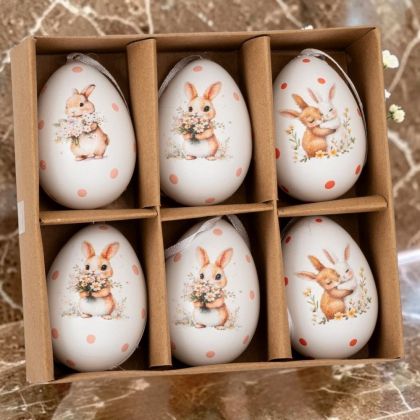 КОМПЛЕКТ ОТ 6 броя ДЕКОРАТИВНИ ВИСЯЩИ ЯЙЦА