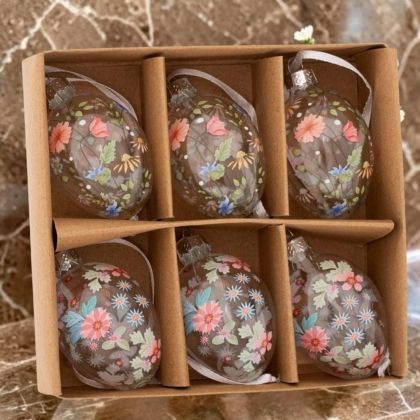 КОМПЛЕКТ ОТ 6 броя ДЕКОРАТИВНИ ВИСЯЩИ ЯЙЦА