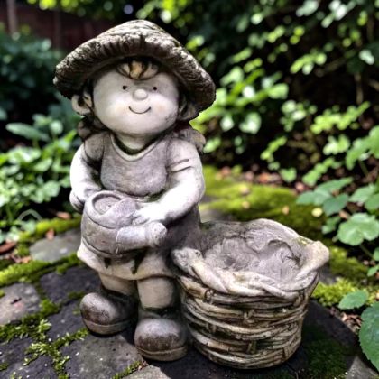 ГРАДИНСКА КАШПА С ФИГУРА МОМИЧЕ 45см - ГРАДИНАТА НА ДЕТСТВОТО