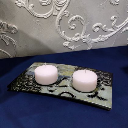 СВЕЩНИК ЗА 2 броя СВЕЩИ - АРТИСТИЧНИ УСМИВКИ