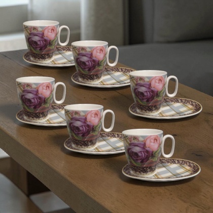 СЕРВИЗ ЗА КАФЕ / 6 чаши + 6 чинии / - АРОМАТЪТ НА БЪЛГАРИЯ