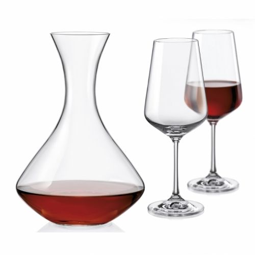 Комплект декантер и 2 чаши за вино Chrystalex Sandra