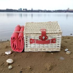 Кошница за пикник за двама от дърво и кожа с включено одеяло