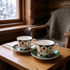 КОЛЕДЕН СЕРВИЗ ЗА КАФЕ /6 чаши и 6 чинийки / - ЕЛХА В ЧУДНА ПРЕМЯНА