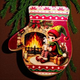 ПОДЛОЖКА ЗА ЧАША С КОЛЕДЕН МОТИВ - ДЯДОВАТА РЪКАВИЧКА