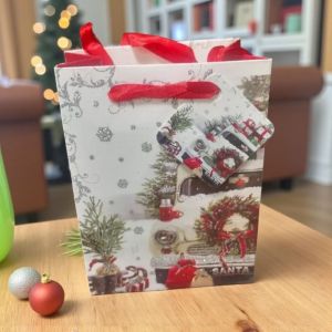 КОЛЕДНА ПОДАРЪЧНА ТОРБИЧКА 15см*11см*6,5см / 4 дизайна  / - КОЛЕДА У ДОМА