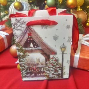 КОЛЕДНА ПОДАРЪЧНА ТОРБИЧКА 15см*11см*6,5см / 4 дизайна  / - КОЛЕДА У ДОМА
