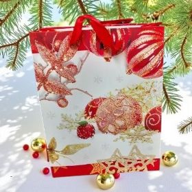 КОЛЕДНА ПОДАРЪЧНА ТОРБИЧКА 23см*18см*8см / 2 дизайна /  -БЛЯСЪК И СТИЛ 