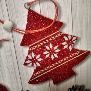 КОЛЕДНА ПОДАРЪЧНА ТОРБИЧКА 28см*18см*10см / 4 дизайна / - БЛЯСЪК В ЧЕРВЕНО 