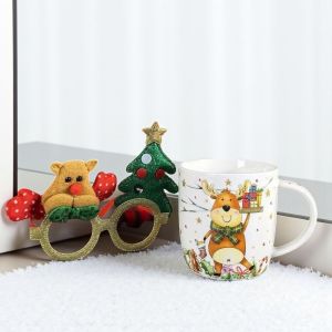 КОЛЕДНА ЧАША С ОПАКОВКА И ПОДАРЪК - ВЕСЕЛИ ОЧИЧКИ