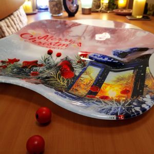 СТЪКЛЕН КОЛЕДЕН ОРДЬОВЪР 4 деления 25см*25см - СВЕТЛИНА В ЗАСКРЕЖЕНАТА НОЩ