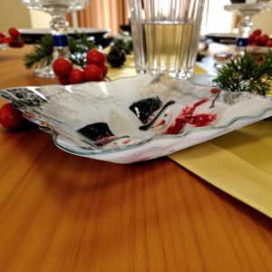 СТЪКЛЕНА КОЛЕДНА КУПА 19см*19см - СНЕЖКОВЦИ В ГОРАТА