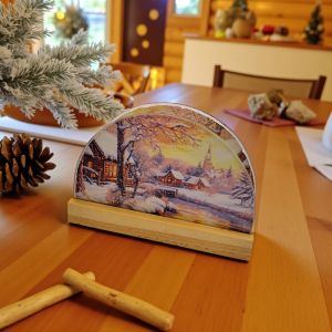 СТЪКЛЕН КОЛЕДЕН САЛФЕТНИК - КОЛЕДНА ЗИМНА ПРИКАЗКА