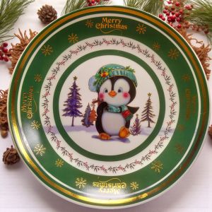 КЕРАМИЧНА КОЛЕДНА ЧИНИЯ / ПЛАТО 25см СНЕЖЕН ЧОВЕК - ПРАЗНИЧНА ТРАПЕЗА