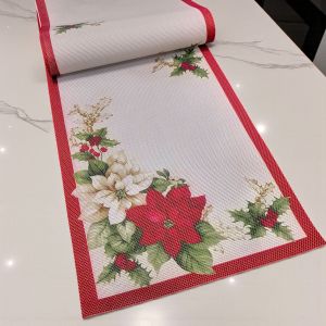 КОМЛЕКТ РЪНЪР И 6 броя ПОДЛОЖКИ ЗА ХРАНЕНЕ - КОЛЕДНИ ЗВЕЗДИ НА ТРАПЕЗАТА