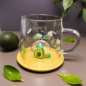 СТЪКЛЕНА ЧАША С ДЕКОРАЦИЯ АВОКАДО - ЕКЗОТИЧЕН ВКУС