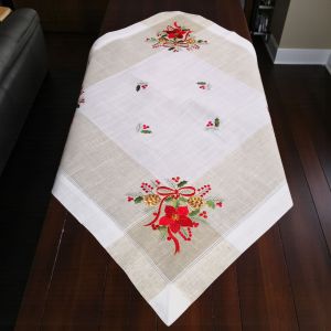 КОЛЕДНО КАРЕ  С БРОДЕРИЯ 90см*90см - КОЛЕДНА ЗВЕЗДА И ШИШАРКИ