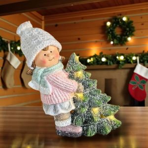 КОМПЛЕКТ ОТ 2 БРОЯ СВЕТЕЩИ ФИГУРКИ ДЕЦА - ЕЛХА ЗА ПРАЗНИКА