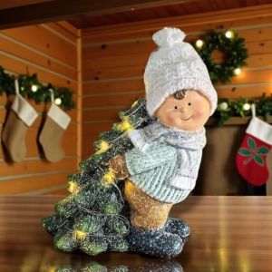 КОМПЛЕКТ ОТ 2 БРОЯ СВЕТЕЩИ ФИГУРКИ ДЕЦА - ЕЛХА ЗА ПРАЗНИКА