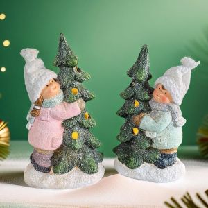 КОМПЛЕКТ ОТ 2 броя СВЕТЕЩИ ФИГУРКИ ДЕЦА - ЕЛХА ЗА ПРАЗНИКА