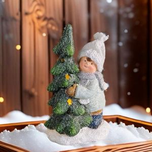 КОМПЛЕКТ ОТ 2 броя СВЕТЕЩИ ФИГУРКИ ДЕЦА - ЕЛХА ЗА ПРАЗНИКА