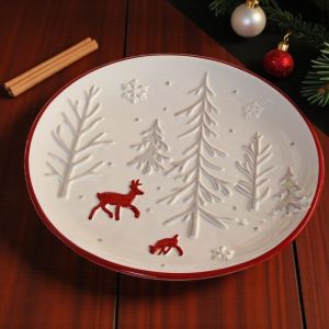 КОЛЕДНО ПЛАТО КРЪГ С РЕЛЕФ 20см- КОЛЕДНИ ВЪЛШЕБСТВА