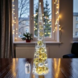 КОЛЕДНА ЕЛХА / КОНУС СЪС СВЕТЛИНКИ 60см