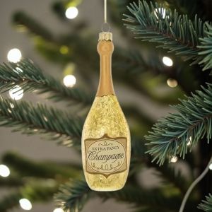 СТЪКЛЕНА ИГРАЧКА ЗА ЕЛХА  / БУТИЛКА ШАМПАНСКО /- ЦВЕТОВЕ И ФОРМИ