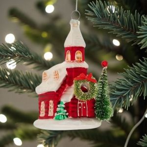 СТЪКЛЕНА ИГРАЧКА ЗА ЕЛХА / КЪЩА / - ЦВЕТОВЕ И ФОРМИ