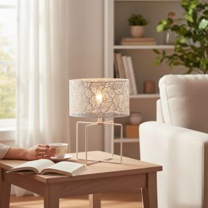 Нощна лампа в сребристо/бяло - метална