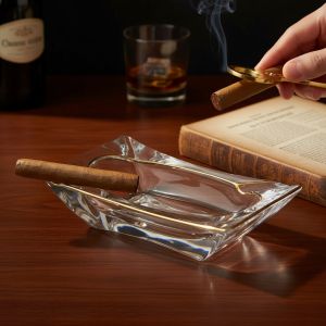 ПЕПЕЛНИК ОТ СТЪКЛО СЪС ЗЛАТЕН  КАНТ - ТАБАКО ШИК