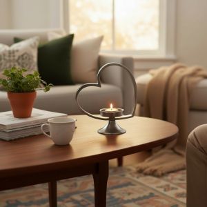 Свещник сърце от метал 21 см 