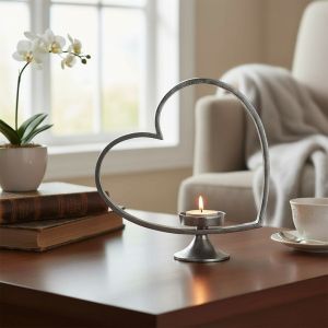 Свещник сърце от метал 31 см 