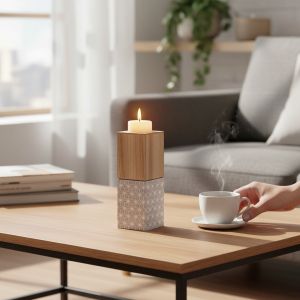 Свещник от дърво 20 см