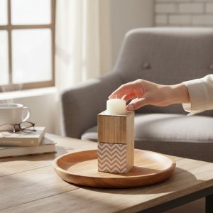 Свещник от дърво 14 см