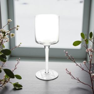 Стъклен свещник на столче 18 см