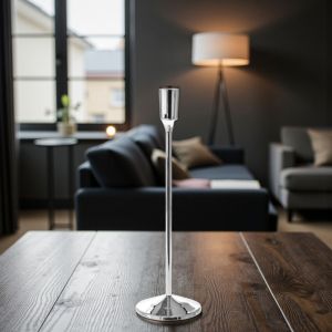 Свещник единичен инокс 30 см