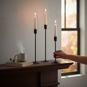 СВЕЩНИК 30см/голям/ ЗА КОНУСНА СВЕЩ - КЛАСИЧЕСКО ЧЕРНО