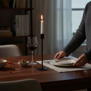 СВЕЩНИК 25см/среден/ ЗА КОНУСНА СВЕЩ - КЛАСИЧЕСКО ЧЕРНО