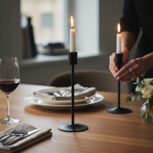 СВЕЩНИК 25см/среден/ ЗА КОНУСНА СВЕЩ - КЛАСИЧЕСКО ЧЕРНО