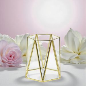 Свещник геометричен стъкло и злато