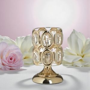 Свещник с бели камъни - малък