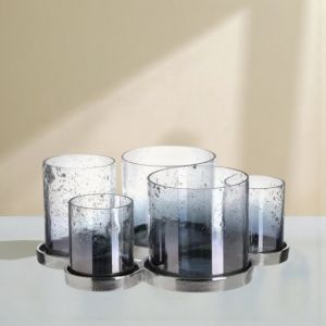 Свещник в синьо и сребристо