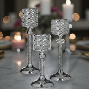 КОМПЛЕКТ 3броя СВЕЩНИЦИ - СВЕТЛИНА ОТ КРИСТАЛ