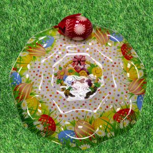 ВЕЛИКДЕНСКА СТЪКЛЕНА ЧИНИЯ С 8 броя ГНЕЗДА ЗА ЯЙЦА - ПЪСТЪР ВЕЛИКДЕН