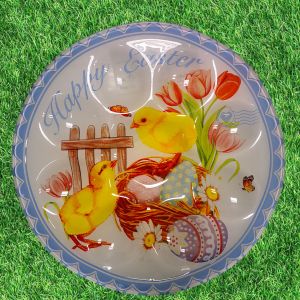 ВЕЛИКДЕНСКА СТЪКЛЕНА ЧИНИЯ С 8 броя ГНЕЗДА ЗА ЯЙЦА - ПЪСТЪР ВЕЛИКДЕН