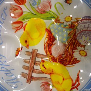 ВЕЛИКДЕНСКА СТЪКЛЕНА ЧИНИЯ С 8 броя ГНЕЗДА ЗА ЯЙЦА - ПЪСТЪР ВЕЛИКДЕН